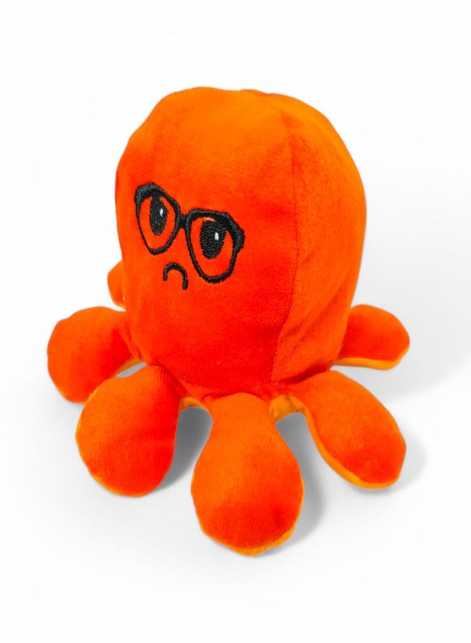 Yey Reversible Octopus Plush Toy - Soft Stuffed Animal for Kids, Babies, Boys & Girls - Mood Toy, Sensory Fidget Plush - Angry Orange & Happy Yellow - 7 Inch Room Decor (Orange-Yellow) - Image 5